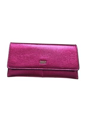 DKNY Metallic Fuchsia Foldover Wallet